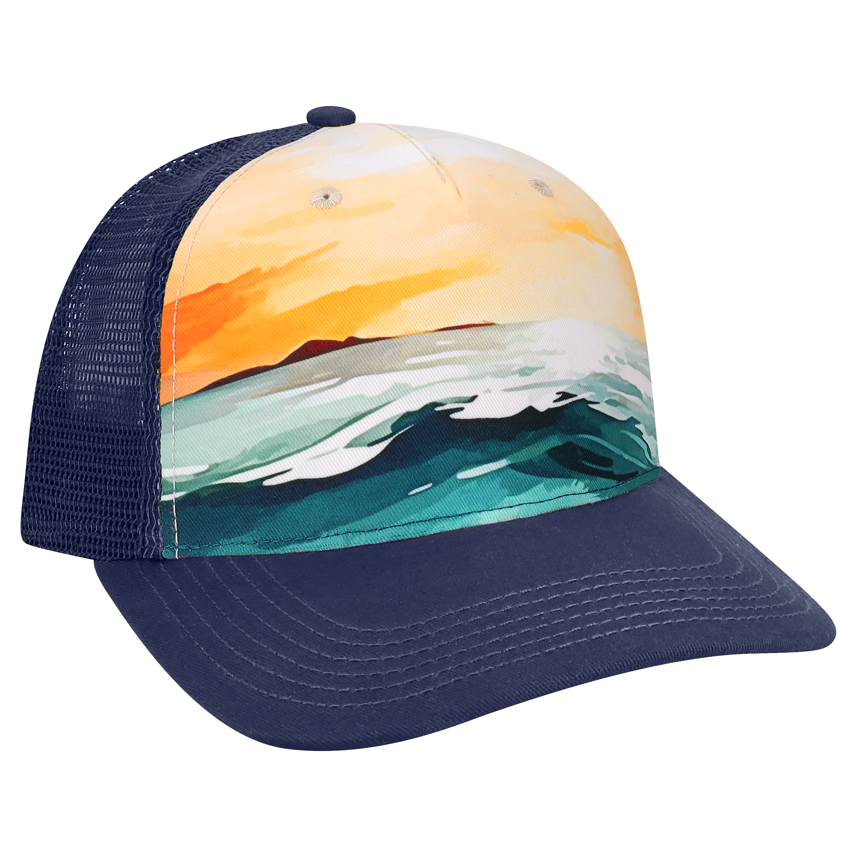Structured 5 Panel Adj Trucker Hat
