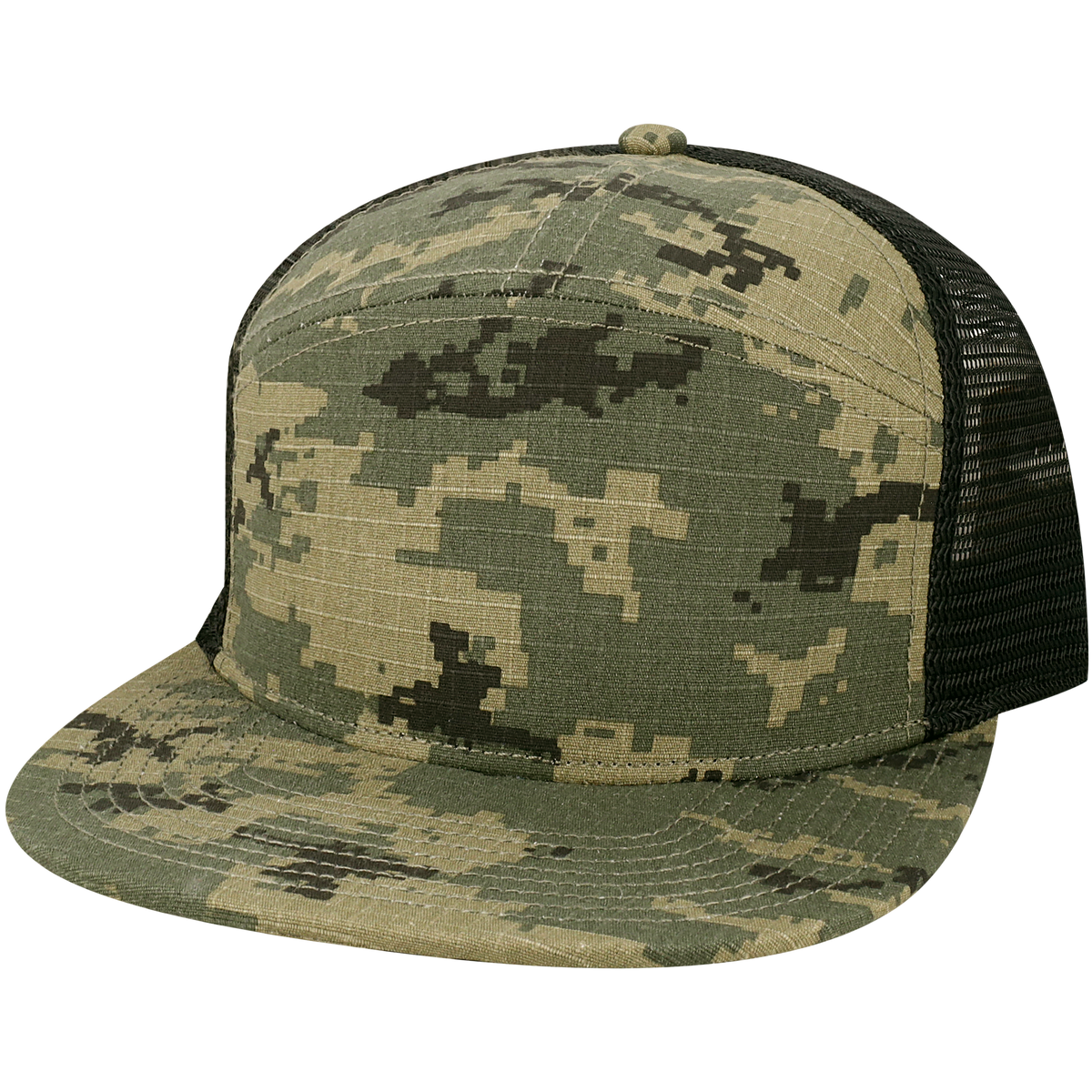 Hopback 7 Panel Flat Brim Adj Trucker Hat