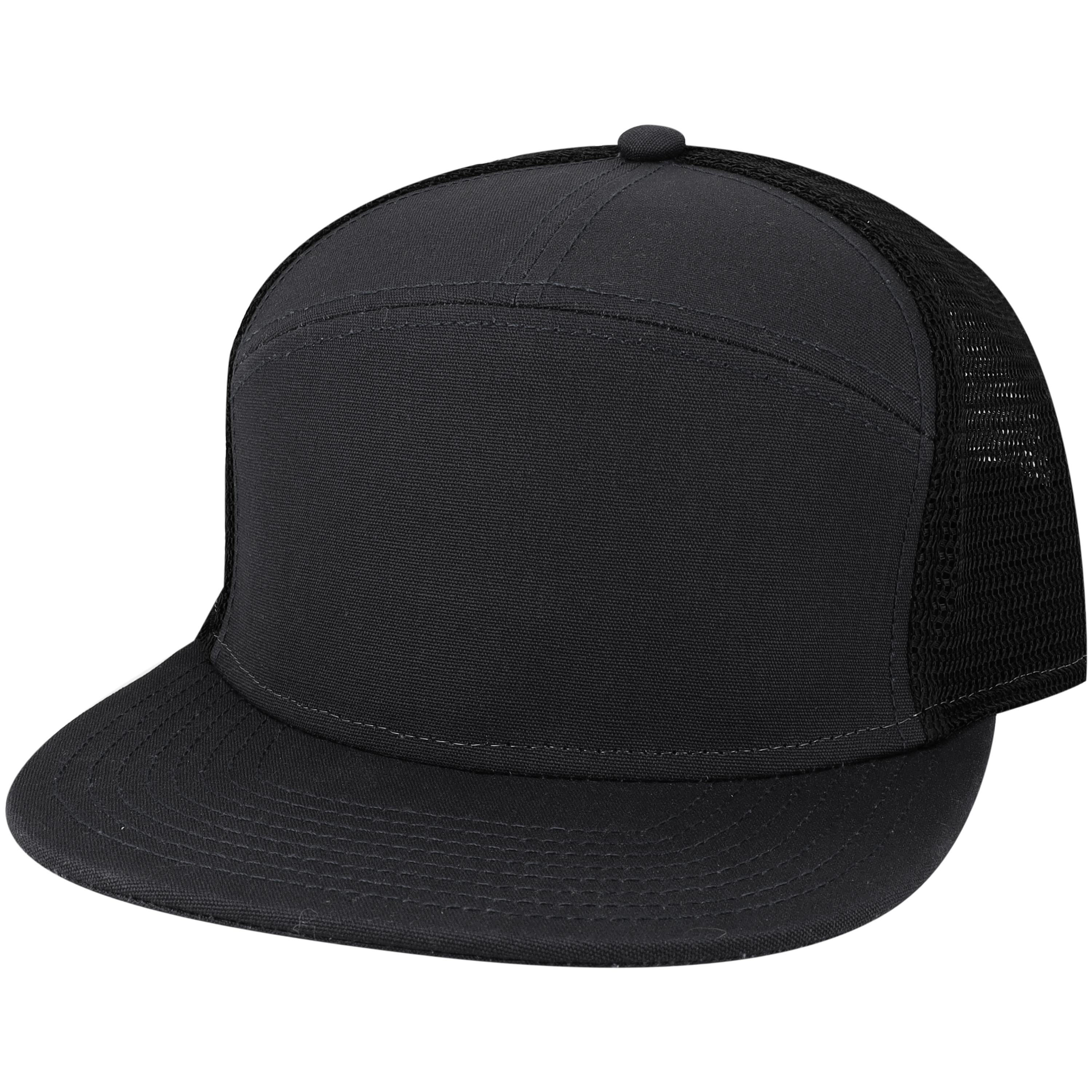 Hopback 7 Panel Flat Brim Adj Trucker Hat