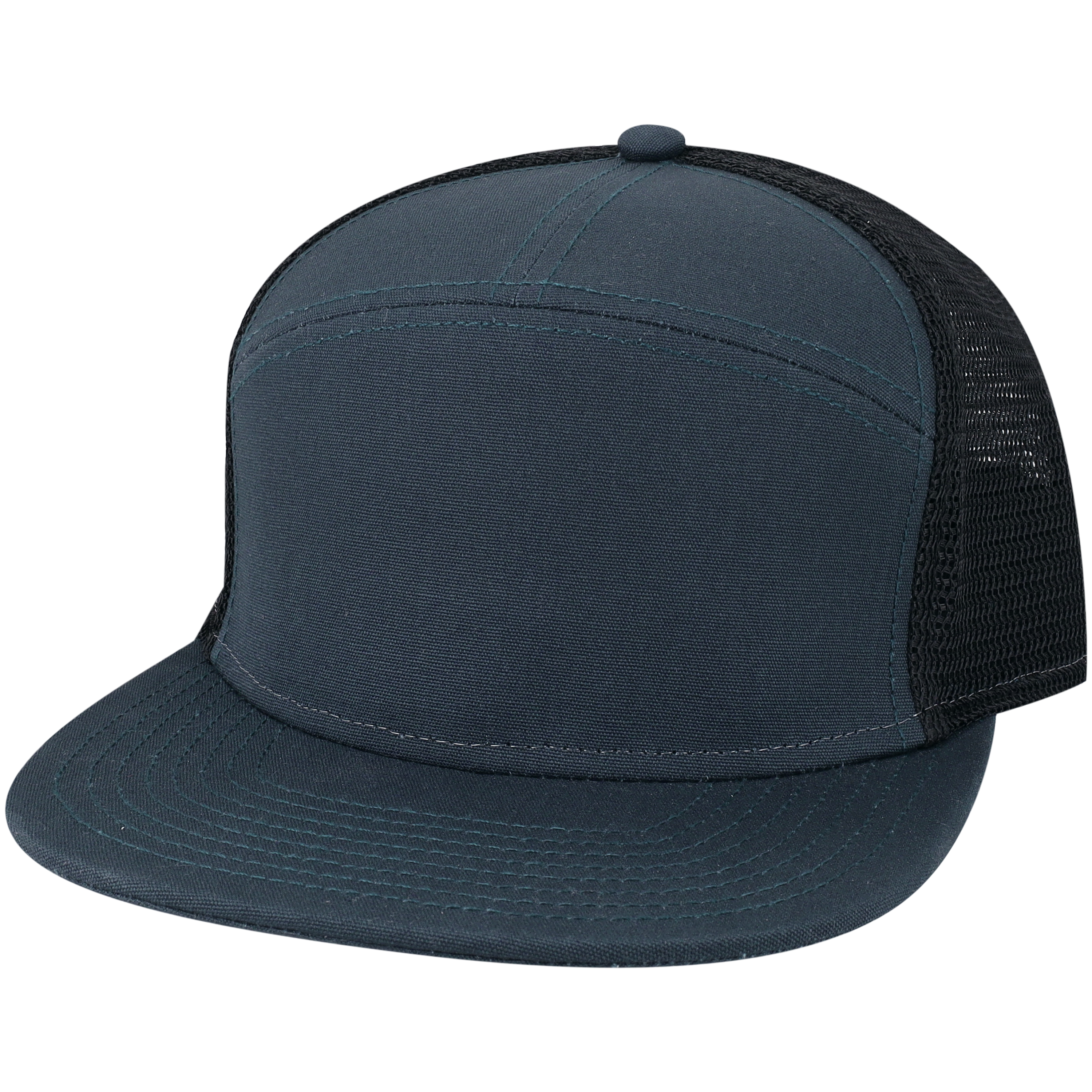 Hopback 7 Panel Flat Brim Adj Trucker Hat