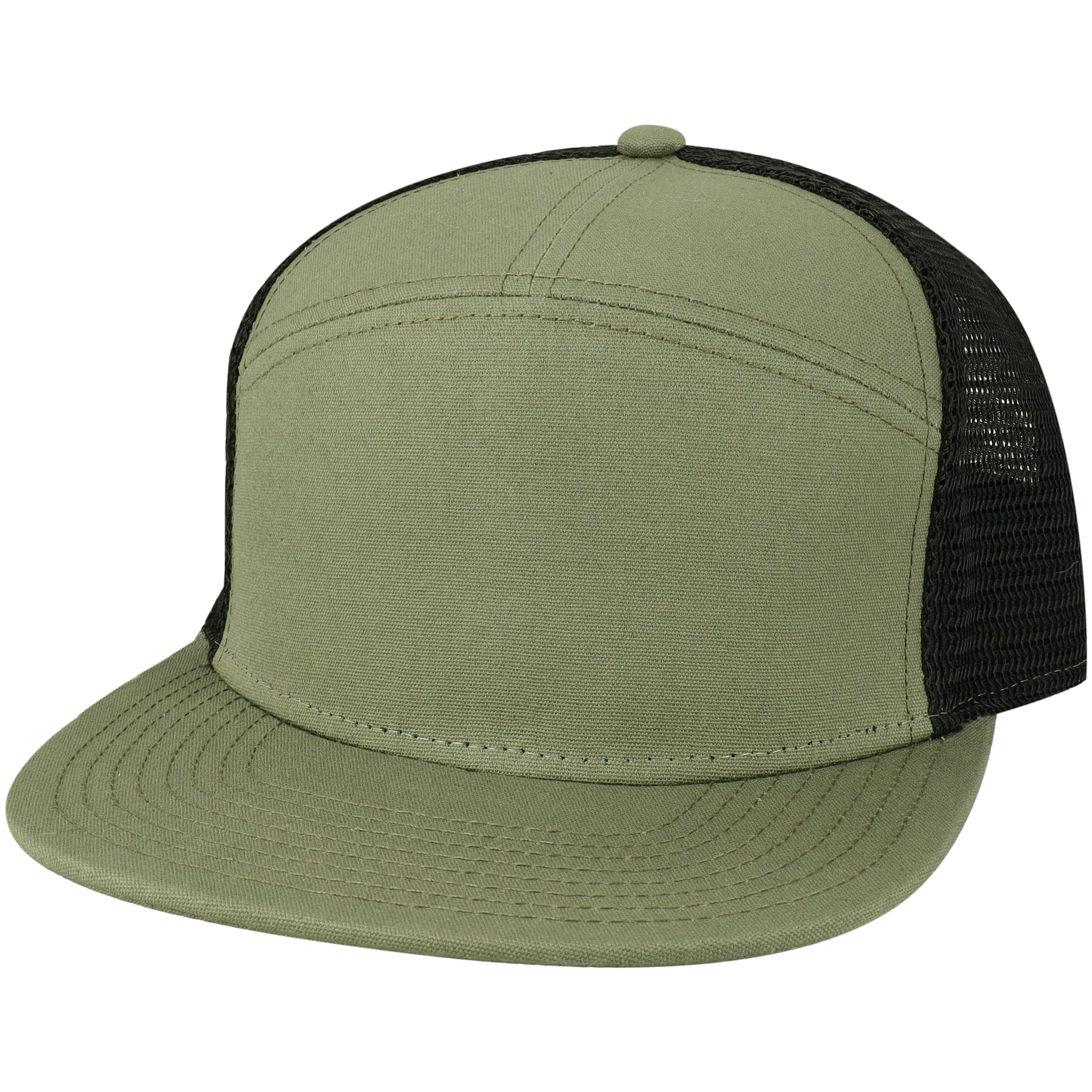 Hopback 7 Panel Flat Brim Adj Trucker Hat