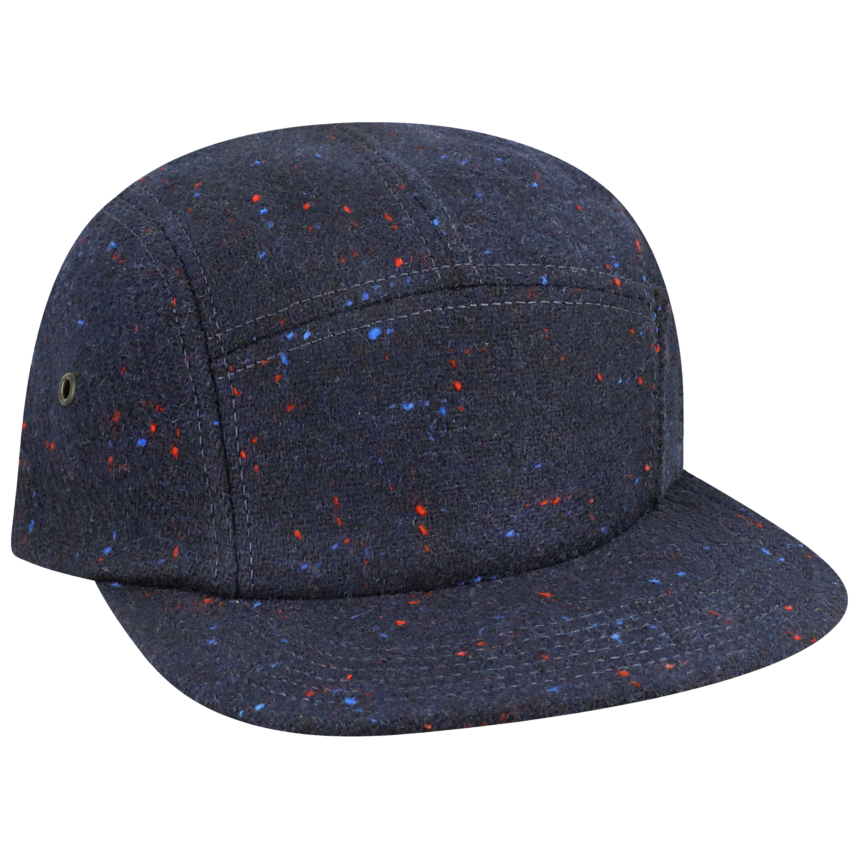 Tweed Flecked Wool Camper 5 Panel Adj Hat