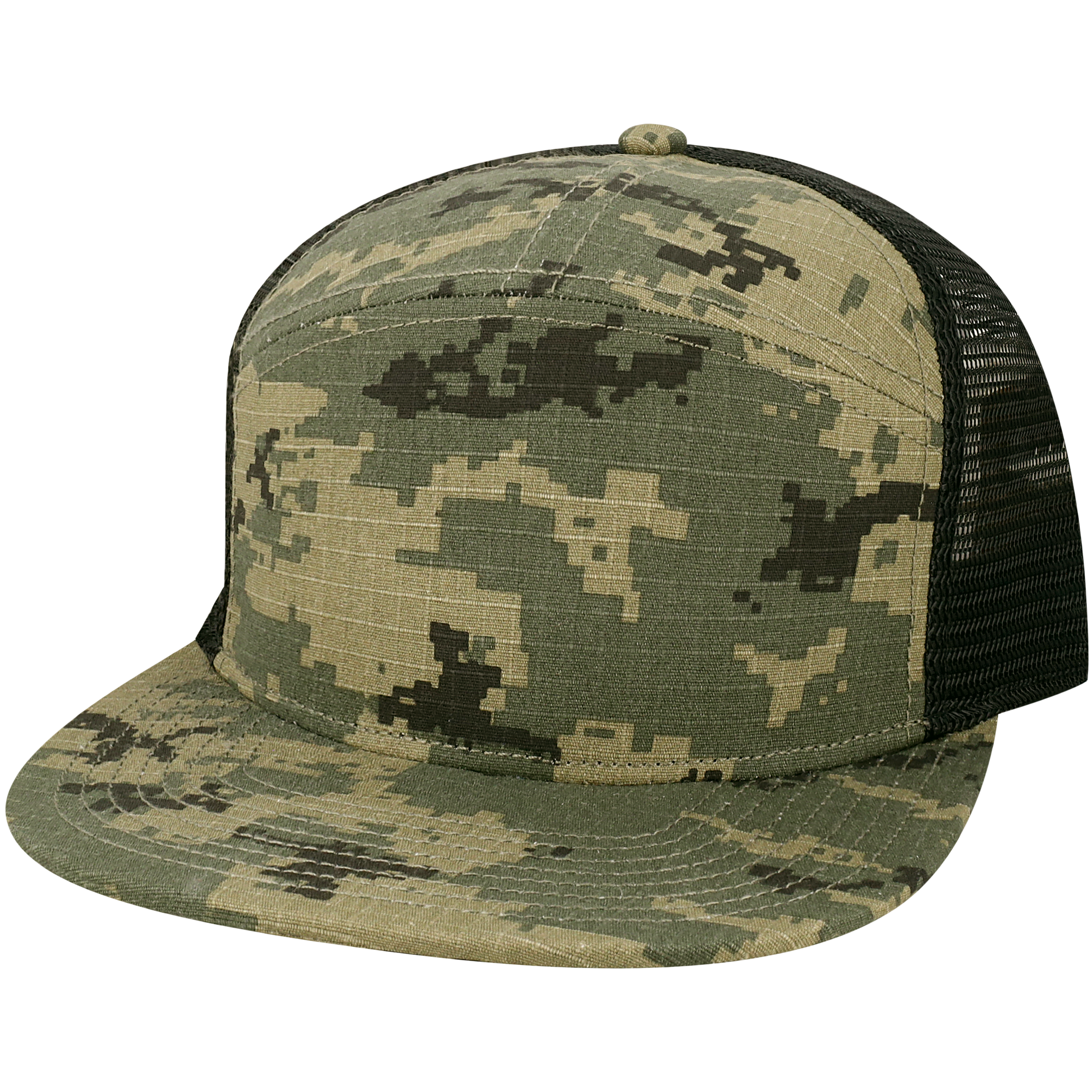 Hopback 7 Panel Flat Brim Adj Trucker Hat
